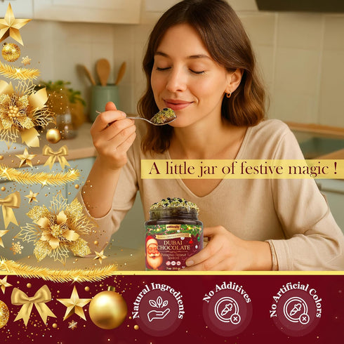 7 oz (200g) Gulluoglu Christmas Edition Dubai Chocolate Pistachio Peanut Spread in Festive Holiday Jar | Limited