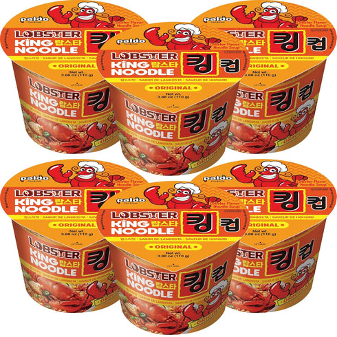 110g 3.88 oz (Pack 6) Paldo Fun & Yum Lobster Instant Big Cup Noodles with Soup, Lobster Seafood Flavor Based Broth