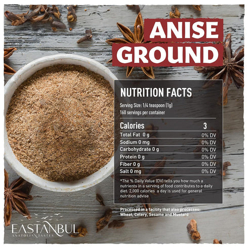 Eastanbul Anise Seeds Powder, 5.64oz Ground Anise Seed, Anise Powder for Baking, Anise Cookies & Anise Tea