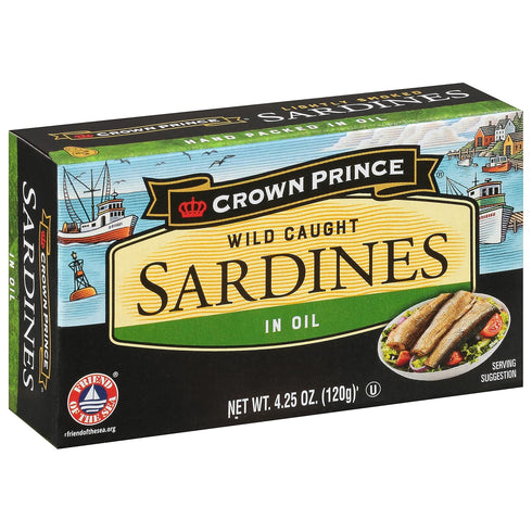 Crown Prince Sardines in Oil, 4.25-Ounce Cans (Pack of 12)