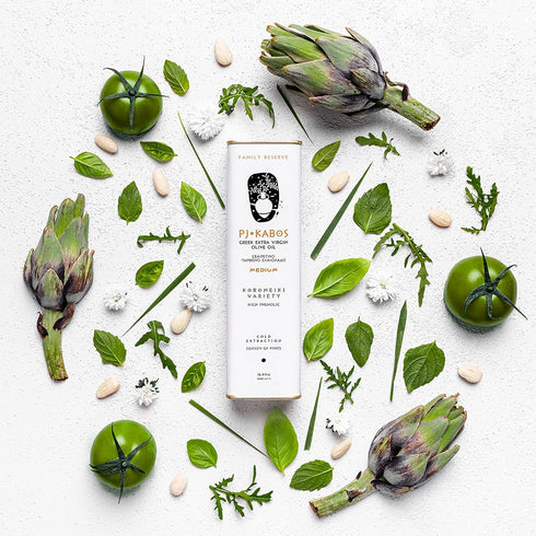2025/26 (400+mg/kg), 16.9 oz P.J. KABOS Fresh Harvest, High Phenolic Natural Greek Extra Virgin Olive Oil, Kosher