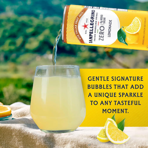 Sanpellegrino 24 Pack 11.15 Oz Zero Grams Added Sugar Italian Sparkling Drinks Lemonade, Sparkling Lemon Beverage