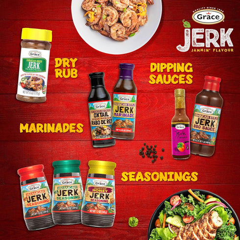 16oz 2 Pack Grace Jamaican Style Jerk BBQ - Jamaican Jerk Seasoning, Marinade & Dipping Sauce - Best Hot Barbecue Sauce