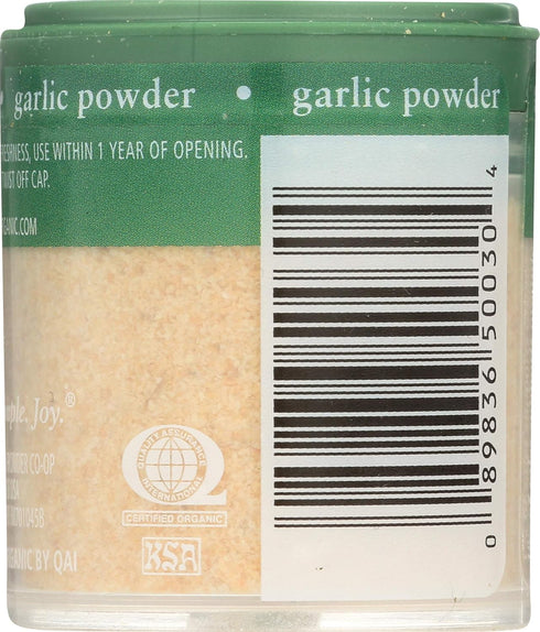 0.92 oz Pack 2 Simply Organic Garlic Powder, Certified Organic | | of | Allium sativum L.
