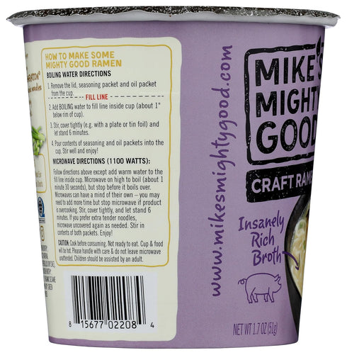 MIKES MIGHTY GOOD Organic Tonkotsu Ramen Cup, Pork, 1.7 Oz