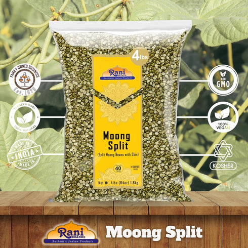 64oz (4lbs) 1.81kg Rani Moong Split (Split Mung Beans with Skin) Lentils Indian Bulk ~ All Natural | Gluten Friendly |