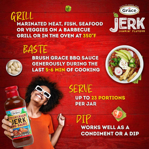 16oz 2 Pack Grace Jamaican Style Jerk BBQ - Jamaican Jerk Seasoning, Marinade & Dipping Sauce - Best Hot Barbecue Sauce