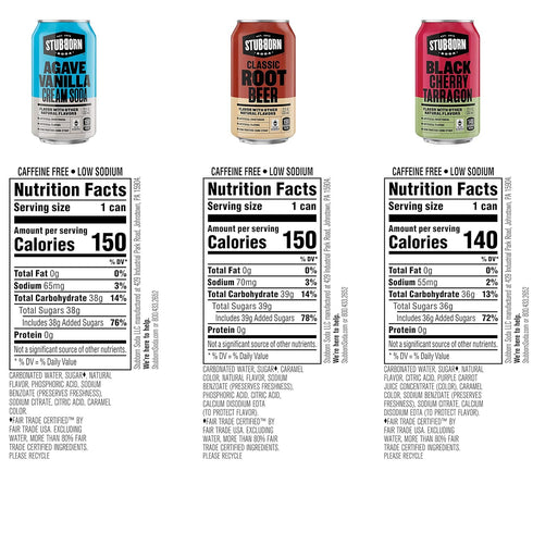 Stubborn Soda 3 Pack, 12 Oz (Pack 12) , Flavor Variety Fl Cans
