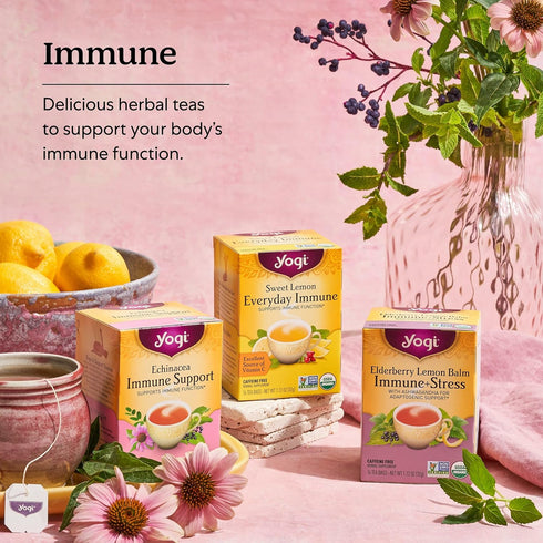 Cozy Immune Immune 16 Pack (4 Packs) Yogi Tea Cardamom & Sleep - Organic Herbal Tea for System & Sleep Support