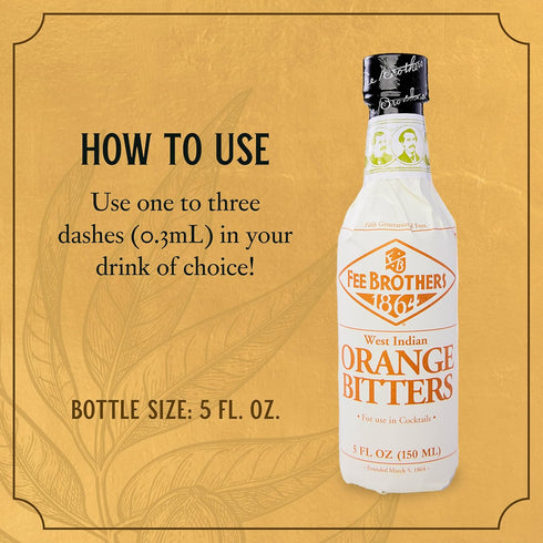 5 oz Fee Brothers West Indian Orange Cocktail Bitters - Aromatic Cocktail Mixer & Concentrated Flavoring, Gluten Free