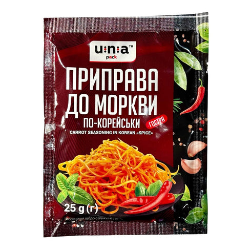 TEAMORE 0.9 oz 25 Pack 6 Una - Korean Carrot Seasoning, Spicy & Hot, Authentic Flavor Enhancer for Korean-Style
