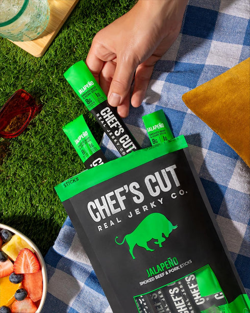 8g 1 oz (12-Count Chefs Cut Real Snack Sticks | High Protein Meat Snack Sticks with Protein, Gluten Free