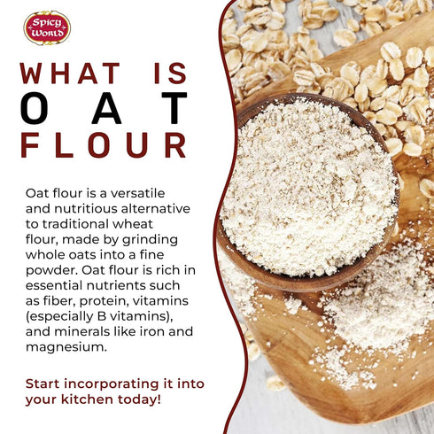 Spicy World 4 (64oz) Oat Flour Whole Grain Pound Bag - Pure, USA Grown, For Baking & More, Non-GMO, Great Wheat