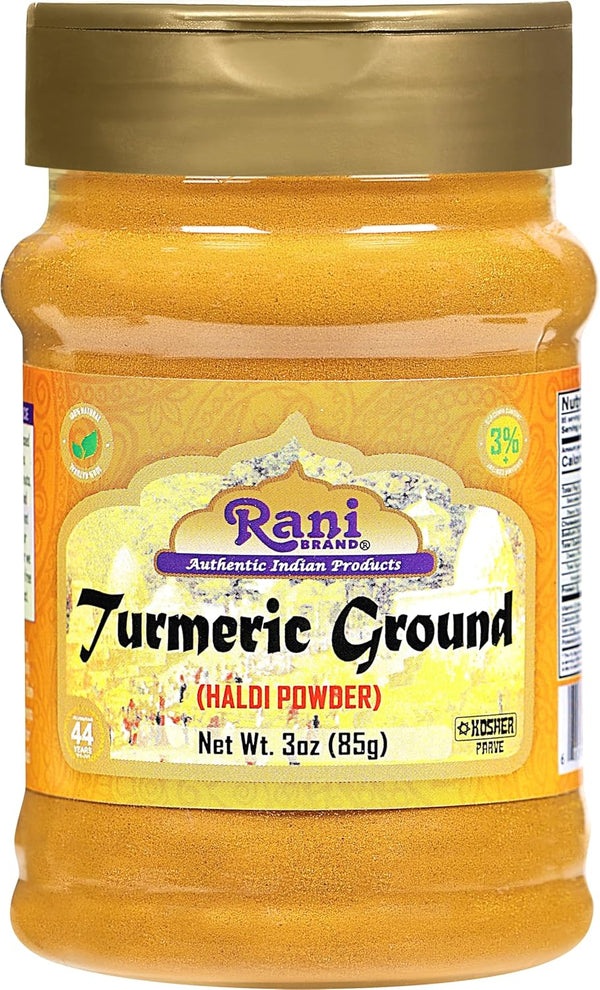 Rani Turmeric (Haldi) Root Powder Spice, 3oz (85g) PET Jar, 100% Pure, Vegan, Gluten Friendly