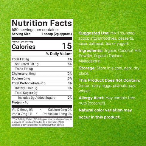DEAL SUPPLEMENT 3lbs Unsweetened Organic Coconut Milk Powder, Dairy Free Creamer Alternative Sugar Free Raw Flavor Rich