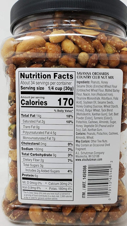 Savanna Orchards Country 36OZ (2.25LBS) Club Nut Mix