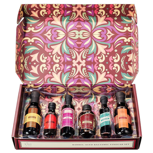 Set 6 Kiri & Sons Balsamic Vinegar Gourmet Gift of - Premium Made In Italy, Natural Flavors Include Garlic, Chili, Fig