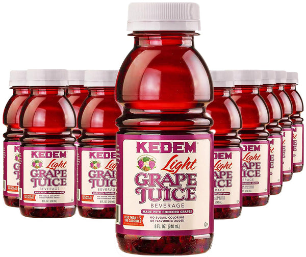 kedem Light Concord Grape Juice, 8oz Plastic Bottle, 24 Pack, Reduced Sugar and