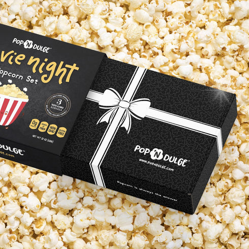 Popcorn Movie Night Supplies, 16 Pack Popcorn Kernels and Seasoning, Non-GMO Snacks, Gift Basket Idea
