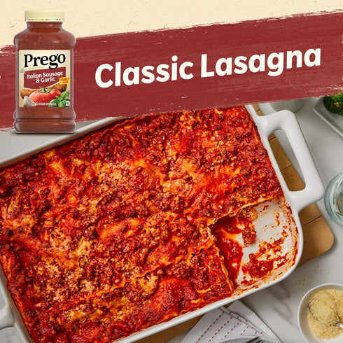 44 OZ (Pack 2) Prego Italian Sausage and Garlic Meat Sauce, Jar