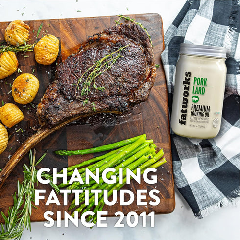 Fatworks WHOLE30 14oz. Premium Pasture Raised Lard. The Original Non-Hydrogenated Pasture-Raised Lard crafted