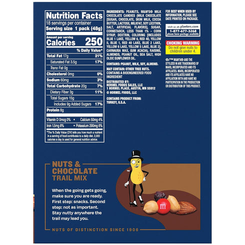 (1.7 oz Pack 18) Planters Chocolate Trail Mix Nuts Bags
