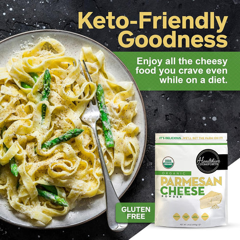(21 oz) Healthier Comforts Organic Parmesan Cheese Powder - Real Aged Cheese Flavor Enhancer for Popcorn & Pasta.
