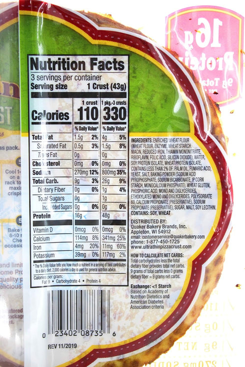 Golden Home 16g 3 Ultra Thin Protein Pizza Crust, crusts