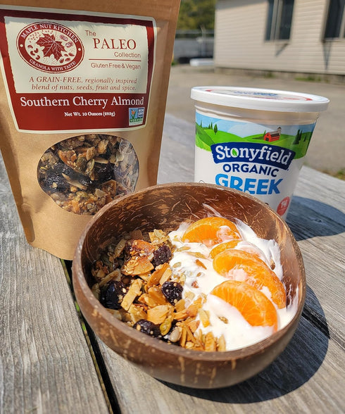 3 Pack Maple Nut Kitchen Southern Cherry Almond Granola Paleo Grain Free Nut Granola with Tart Cherries, Coconut
