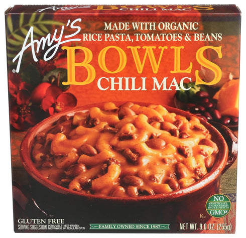 Amy's Frozen Meals, Chili Mac and Cheese Pasta Bowl, Made with Organic