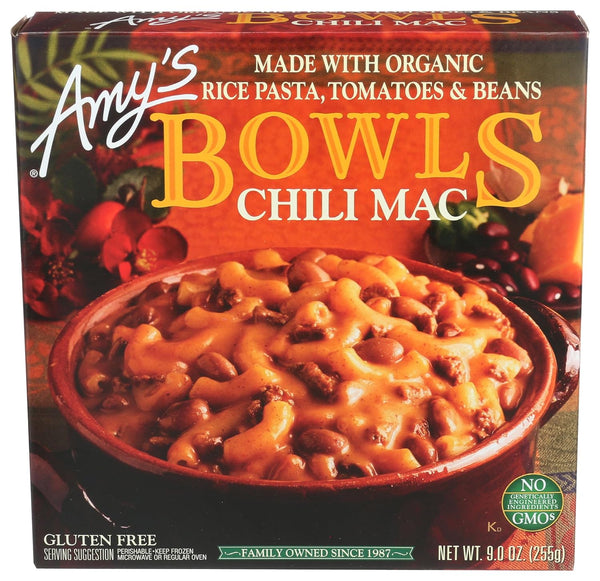 Amy's Frozen Meals, Chili Mac and Cheese Pasta Bowl, Made with Organic