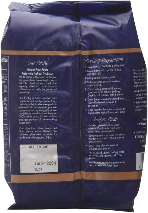 12 oz. (Pack 4) DeLallo - Gluten-Free Italian Orzo