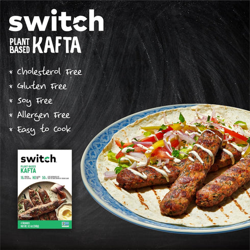 16g 4 8.5 Oz Switch Foods Plant-Based Kafta | Protein | Soy, Gluten, GMO, Allergen & Dairy Free | Halal & Kosher |