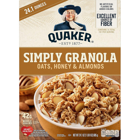 24.1oz (Pack 2) Quaker Simply Granola, Oats, Honey, & Almonds, Box