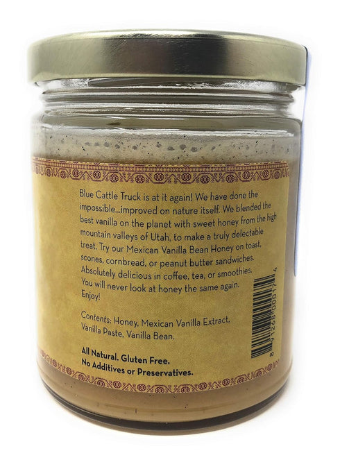 9 Blue Cattle Trucking Co. Gourmet Mexican Vanilla Bean Honey, Ounce