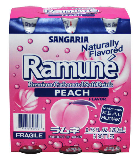 Sangaria 6.76 6 Ramune, Fluid Ounce (Peach, Bottles)