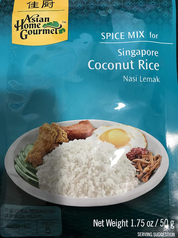 Asian Home Gourmet Spice Paste for Rice: Singapore Coconut Rice Mix (Nasi Lemak) (5 X