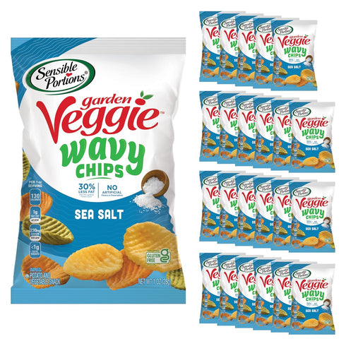 Sensible Portions Garden Veggie Wavy Chips, Sea Salt, Snack Size, 1 Oz