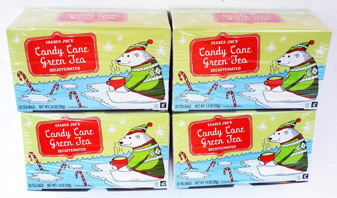 Trader Joe's Candy Cane Green Tea, Decaffeinated - 20 Tea Bags, 1.4oz - 4