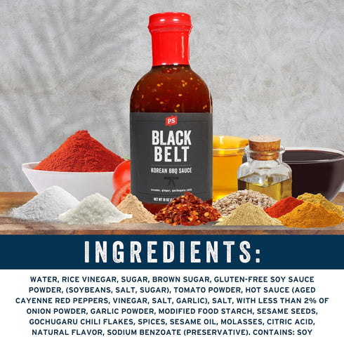 PS Seasoning Blackbelt Korean BBQ Sauce - Great for Beef Short Ribs, Pork Belly, Kabobs, and More