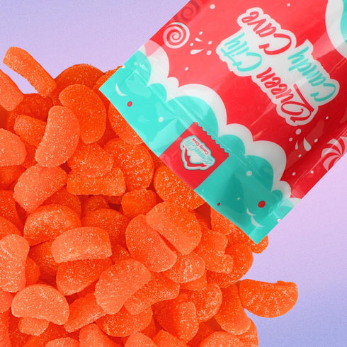 (2 Bright Orange Slices Candy - Sugar Dusted Fruit Shaped Jellies, Candied All Orange Old Fashioned Fruit Slices Jelly