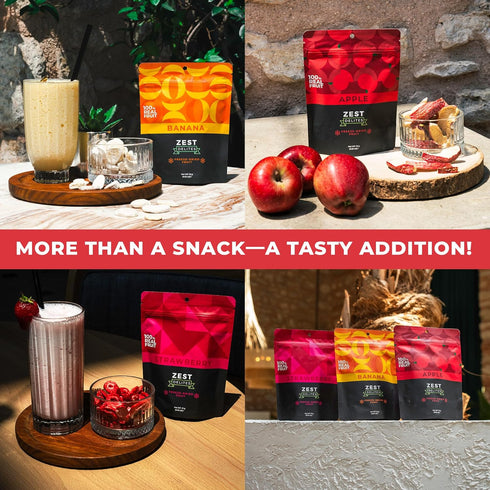 Pack (9.54 Oz), Pack, 0.53 Oz 18 Packs Zest Delites Freeze Dried Fruit Bulk Freeze Dried Strawberries, Bananas, Apple