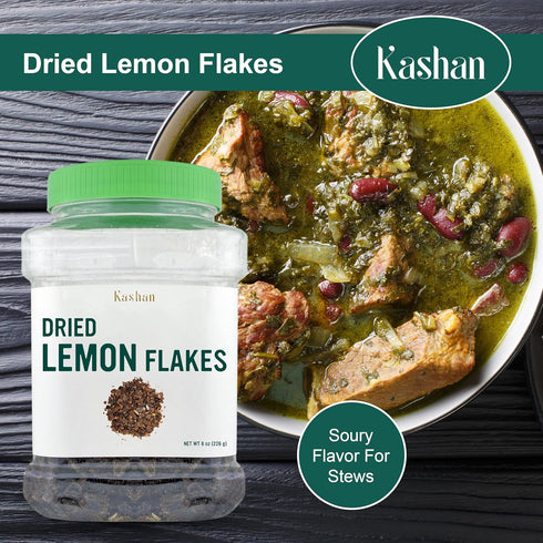 Kashan Dried Lemon Flakes, Limoo Omani, 8oz (226g) - Great for Cooking, Food & Tea Flavoring, Aromatic Seasoning