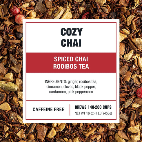 Cozy 200 16oz Tiesta Tea - Chai, Loose Leaf, Spiced Chai Rooibos Tea, Premium Caffeine-Free Herbal Blend, Makes Hot