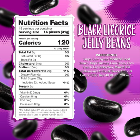 1-Pound Black Licorice Jelly Beans | Bag | Black Jelly Beans for Holiday Buffets, Gifting, and Dessert Decorating | Old