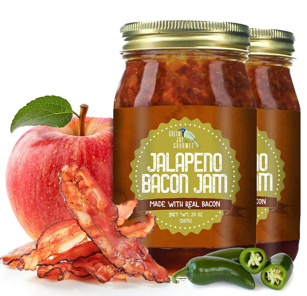 Green Jay Gourmet Jalapeno Bacon Jam - Classic Spread for Burgers, Sandwiches,