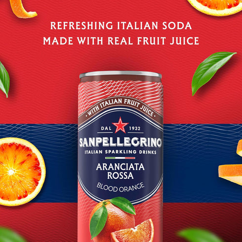 11.15 Oz (Pack 24) Sanpellegrino Italian Sparkling Drink Aranciata Rossa, Sparkling Orange and Blood Orange Beverage
