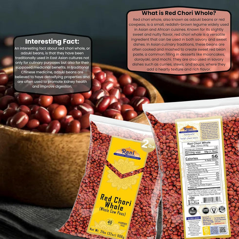 32oz (2lbs) 908g Rani Red Chori Whole (Adzuki Beans) ~ All Natural | Vegan | Gluten Friendly | NON-GMO | Kosher | India