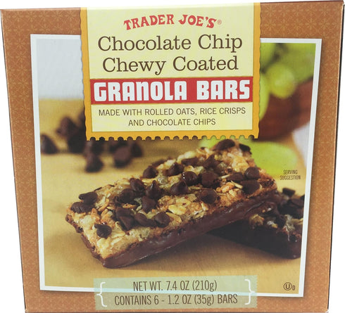 Trader Joe's Chocolate Chip Chewy Coated Granola Bars, 7.4 oz (210g), 1 Box