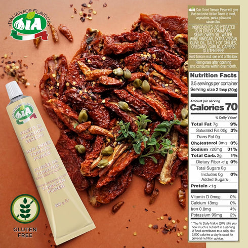 2.82oz (80g) Packaging IA Sun-Dried Tomato Paste Ready to Use, in a Tube Perfect for Appetizers, Enhancing Starters